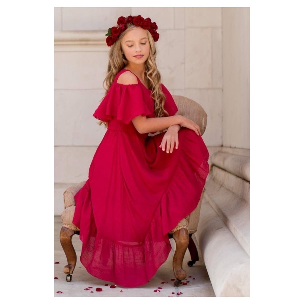 Joyfolie | Photo Shoot Festive Ruffle Trim Tallulah Dress Red | 2